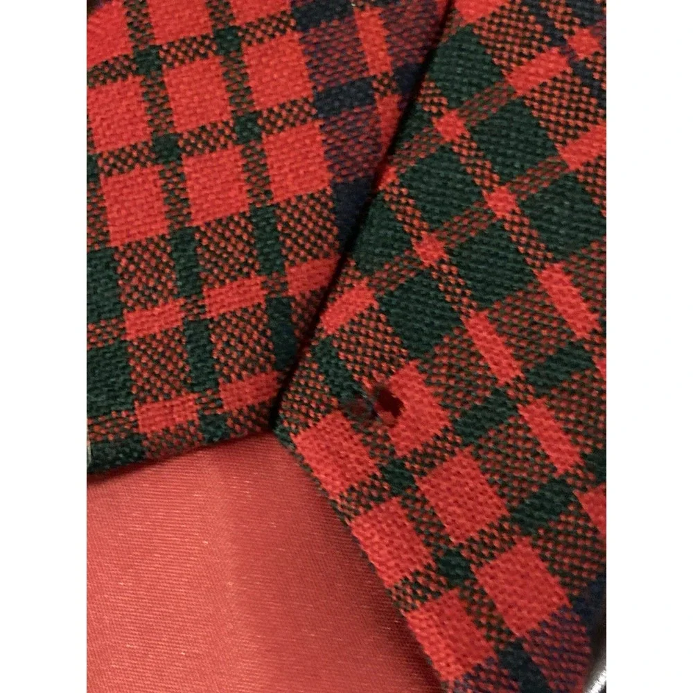 Ingles Buchan Tie Scotland 100% Wool Red Green Tartan‎ Plaid Christmas Holiday